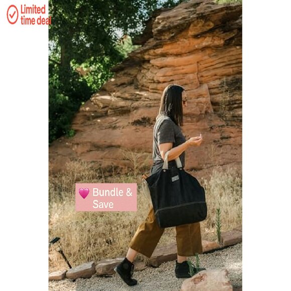 Large Waxed Canvas Tote Bag Heavy Duty Reusable Grocery Carryall - Picture 6 of 8